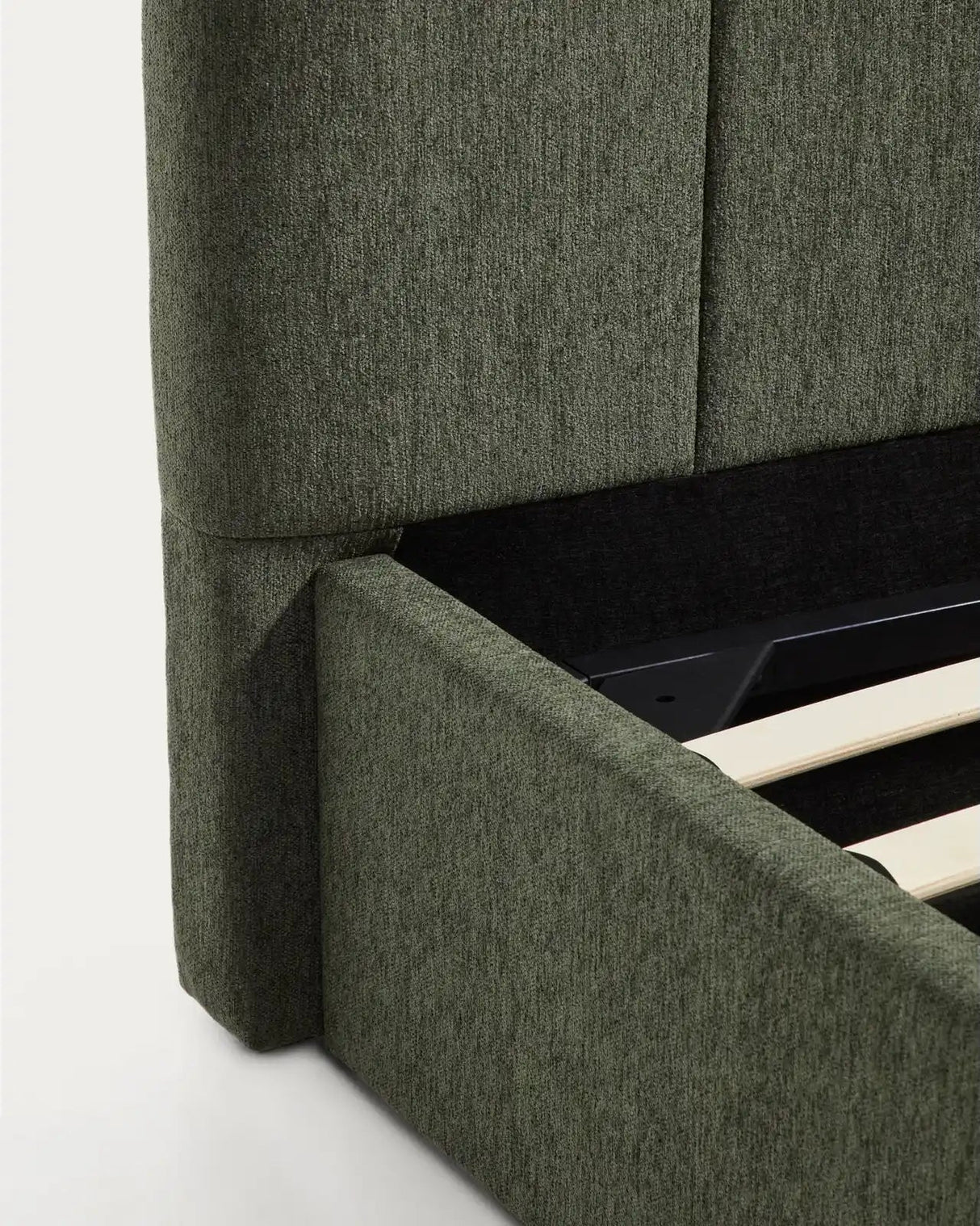 Bett mit klappbarem Bettkasten Darnela in moosgrüner Chenille für Matratzen 180 x 200 cm von Kave Home – Bild 7