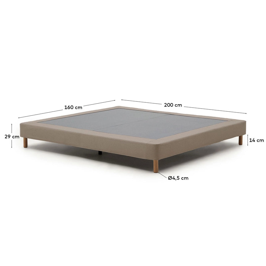 Bettgestell Ofelia mit abnehmbarem Bezug in Braun und Beinen aus massivem Buchenholz für Matratzengröße 160 x 200 cm von Kave Home – Bild 4