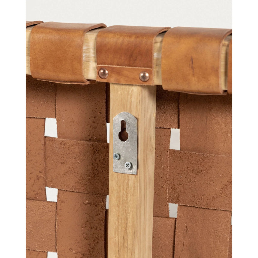 Bettkopfteil Calixta aus massivem Teakholz und Leder mit natürlichem Finish für ein Bett bis zu 150 cm von Kave Home – Bild 7
