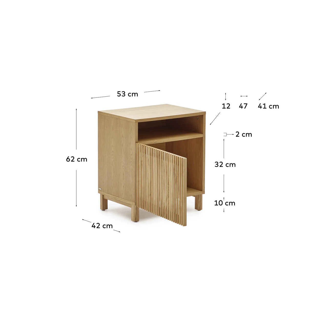 Beyla Nachttisch aus massiver Eiche und Eichenfurnier 53 x 62 cm FSC 100% von Kave Home – Produktbild 5