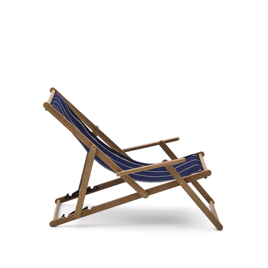 Blau-beige gestreifter klappbarer Outdoor-Liegestuhl Vilara aus massivem Akazienholz, FSC 100% von Kave Home – Produktbild 13