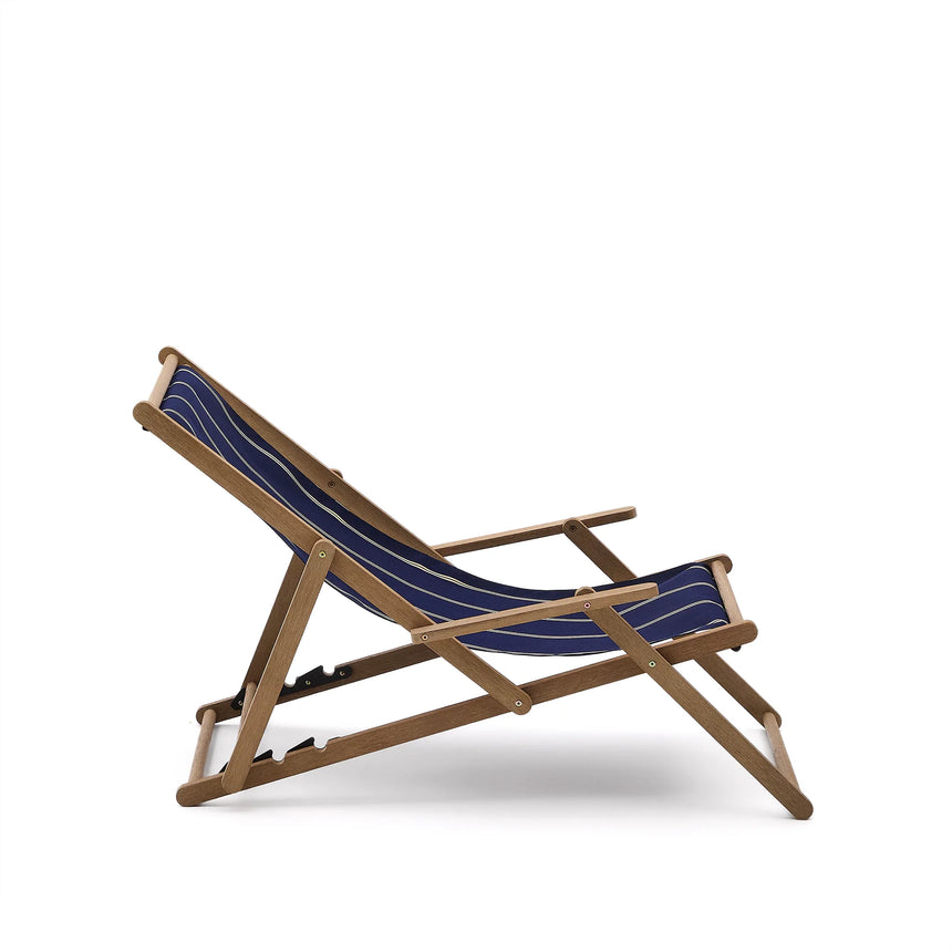 Blau-beige gestreifter klappbarer Outdoor-Liegestuhl Vilara aus massivem Akazienholz, FSC 100% von Kave Home – Produktbild 15