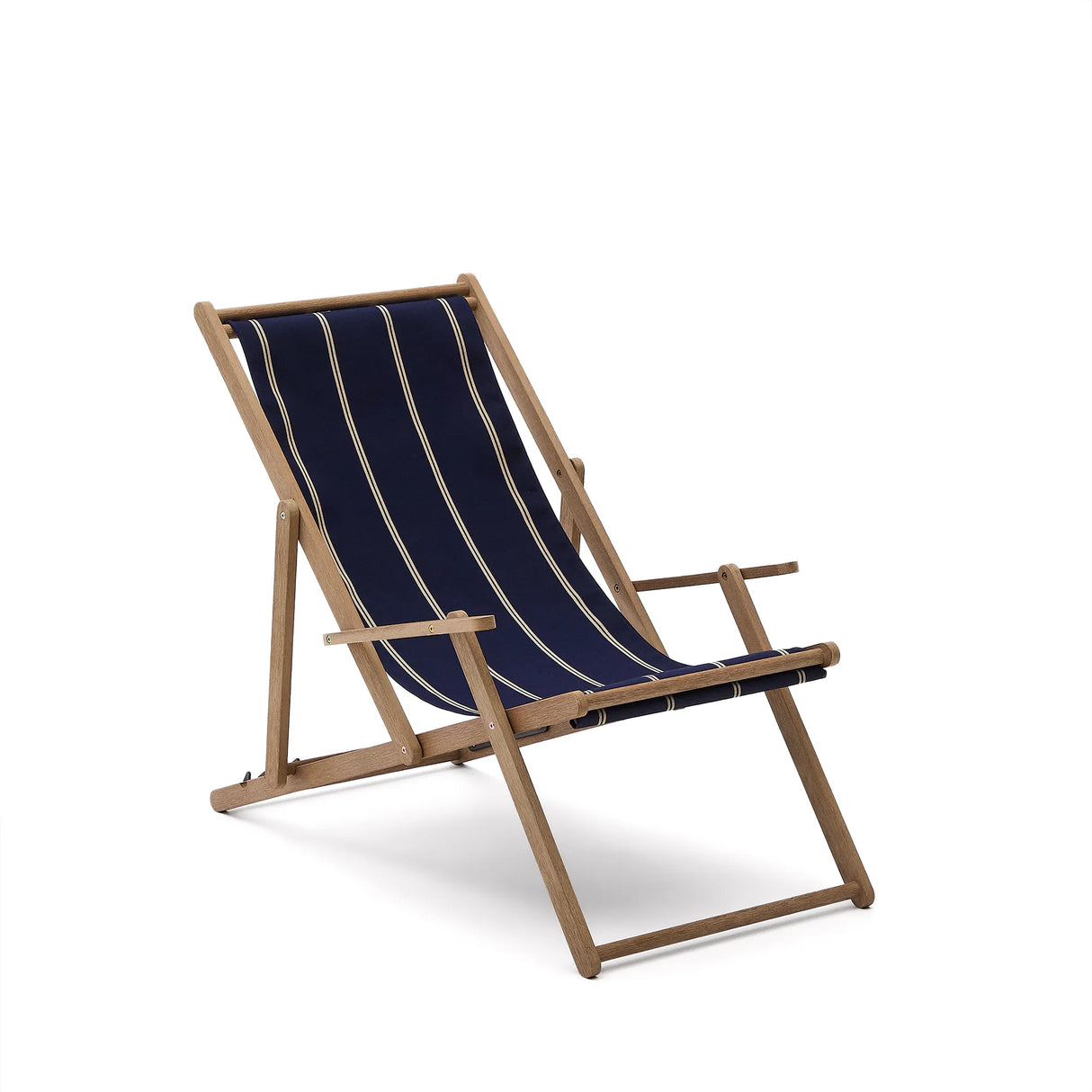 Blau-beige gestreifter klappbarer Outdoor-Liegestuhl Vilara aus massivem Akazienholz, FSC 100% von Kave Home – Produktbild 9