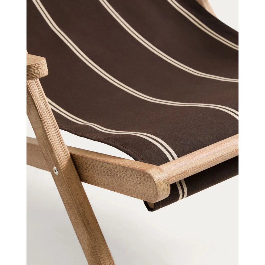 Braun-beige gestreifter klappbarer Outdoor-Liegestuhl Vilara aus massivem Akazienholz, FSC 100% von Kave Home – Bild 10