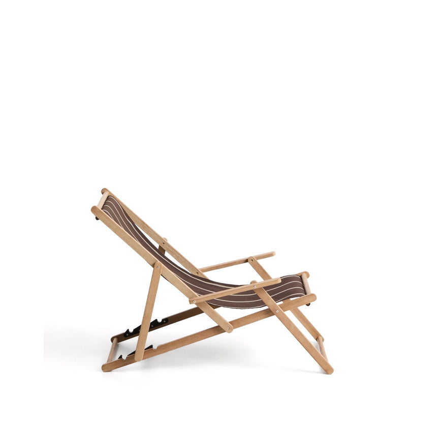 Braun-beige gestreifter klappbarer Outdoor-Liegestuhl Vilara aus massivem Akazienholz, FSC 100% von Kave Home – Bild 5