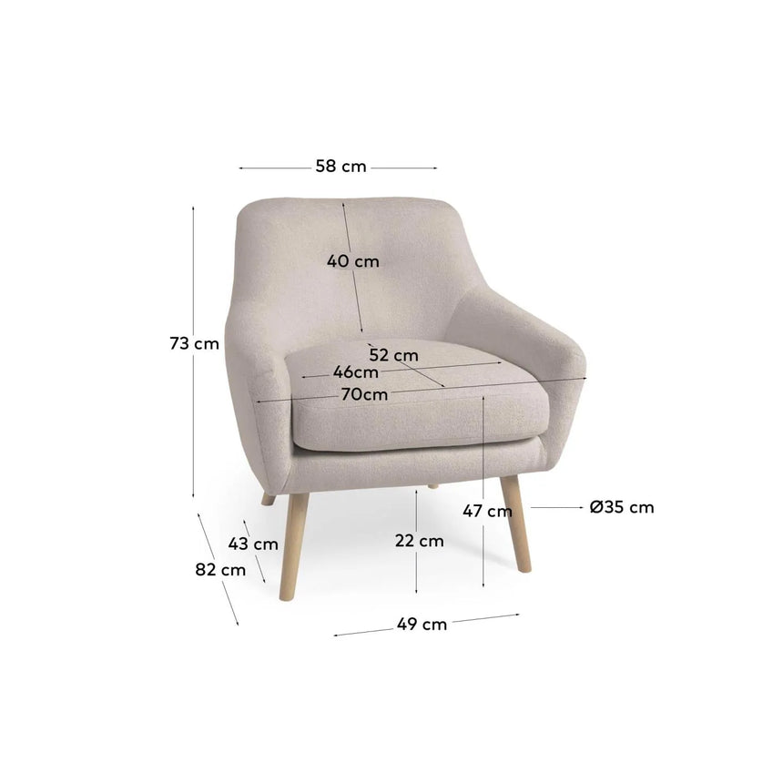 Candela Sessel Mikro-Bouclé in Grau FSC Mix Credit von Kave Home – Produktbild 4