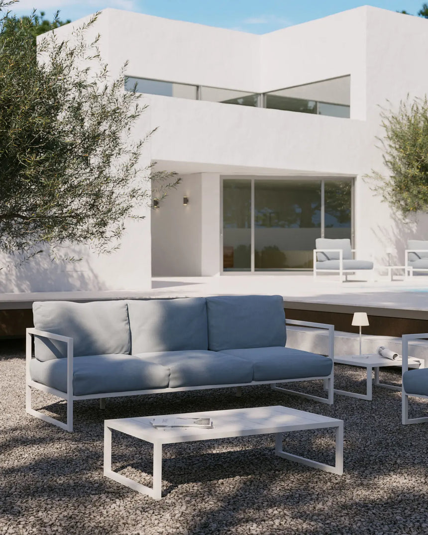 Comova 3-Sitzer-Sofa 100% outdoor blau und Aluminium weiß 222 cm von Kave Home – Bild 2