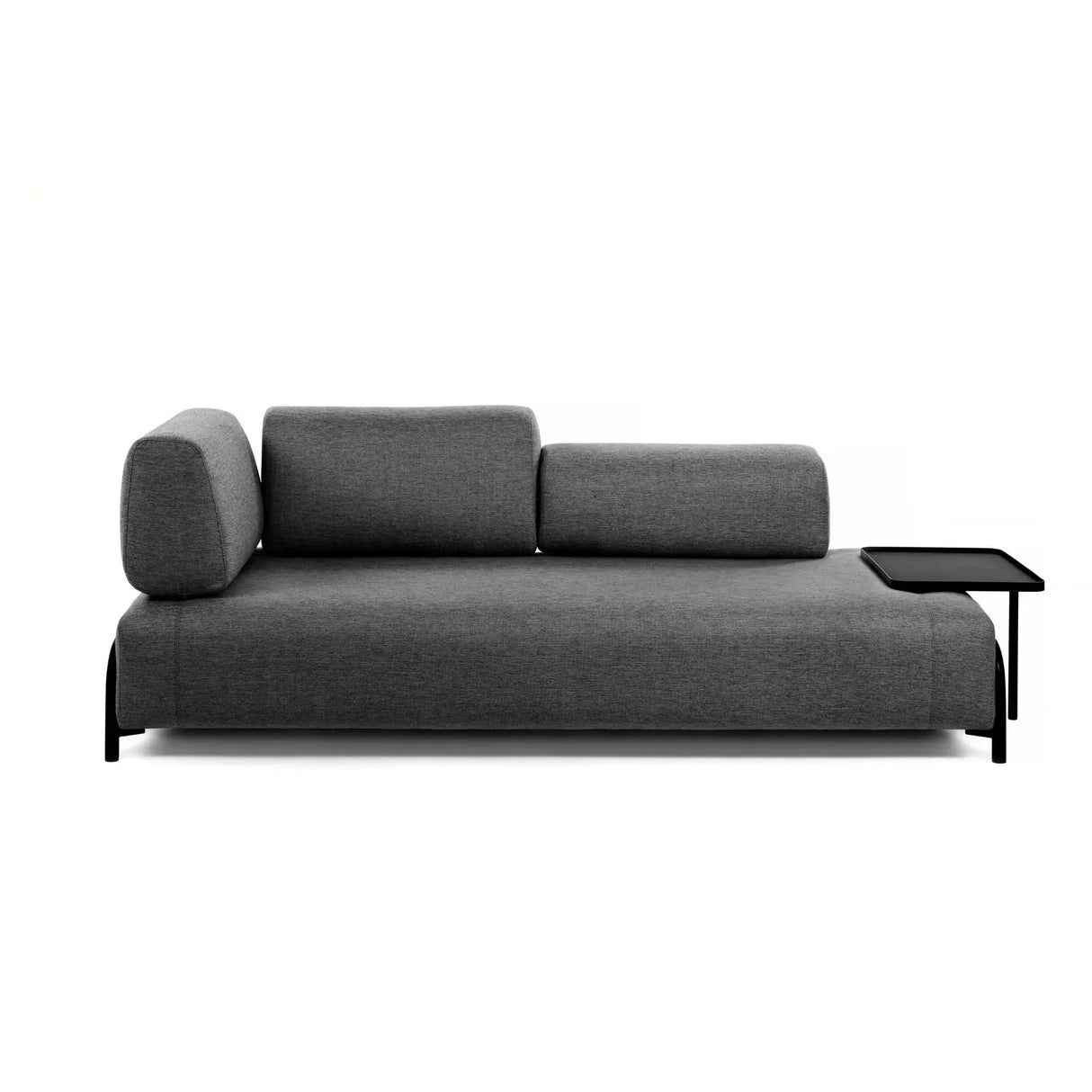 Compo 3-Sitzer Sofa dunkelgrau mit großem Tablett 252 cm - ZEN ZONE Furniture