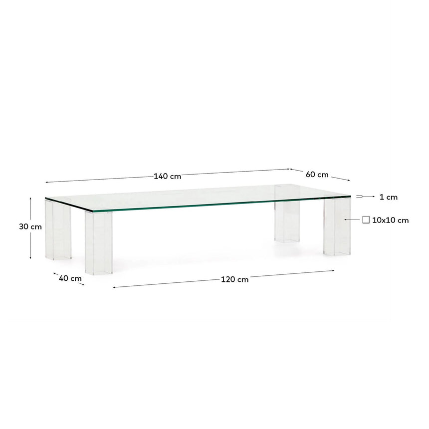 Couchtisch Adularia aus transparentem gehärtetem Glas 140 x 60 cm von Kave Home – Bild 6