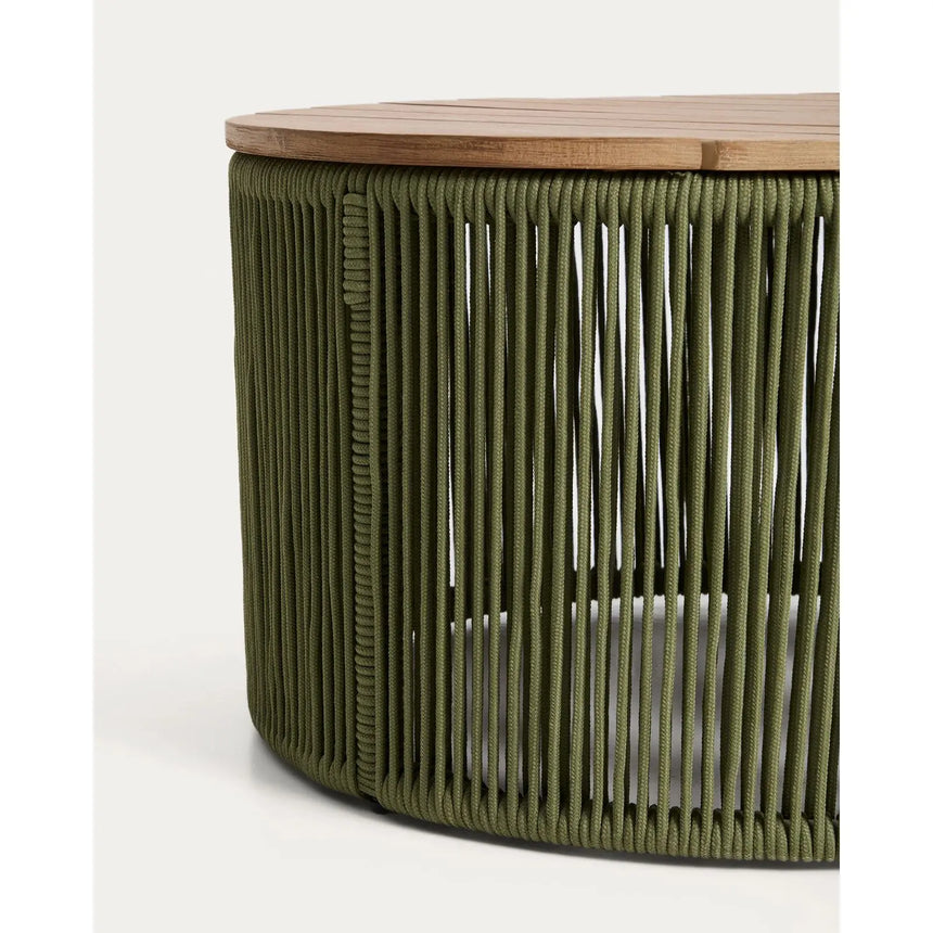 Couchtisch Dandara aus Stahl, kombiniert mit grünem Seil und massivem Akazienholz FSC 100 %, Ø 60 cm von Kave Home – Bild 8
