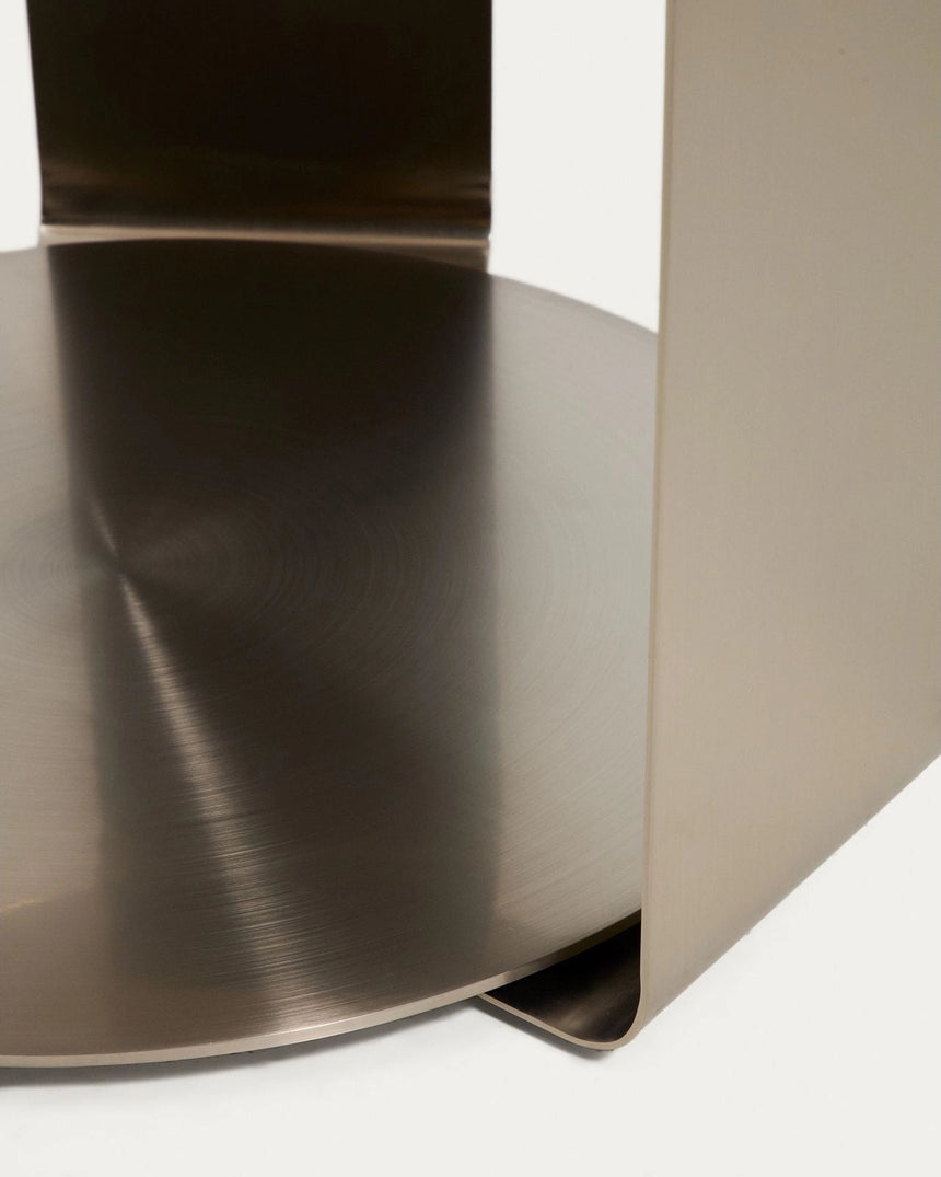 Couchtisch Dolven aus braunem Glas und gebürstetem Stahl, Ø 60 cm von Kave Home – Bild 4