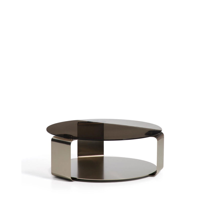 Couchtisch Dolven aus braunem Glas und gebürstetem Stahl, Ø 80 cm von Kave Home – Bild 1