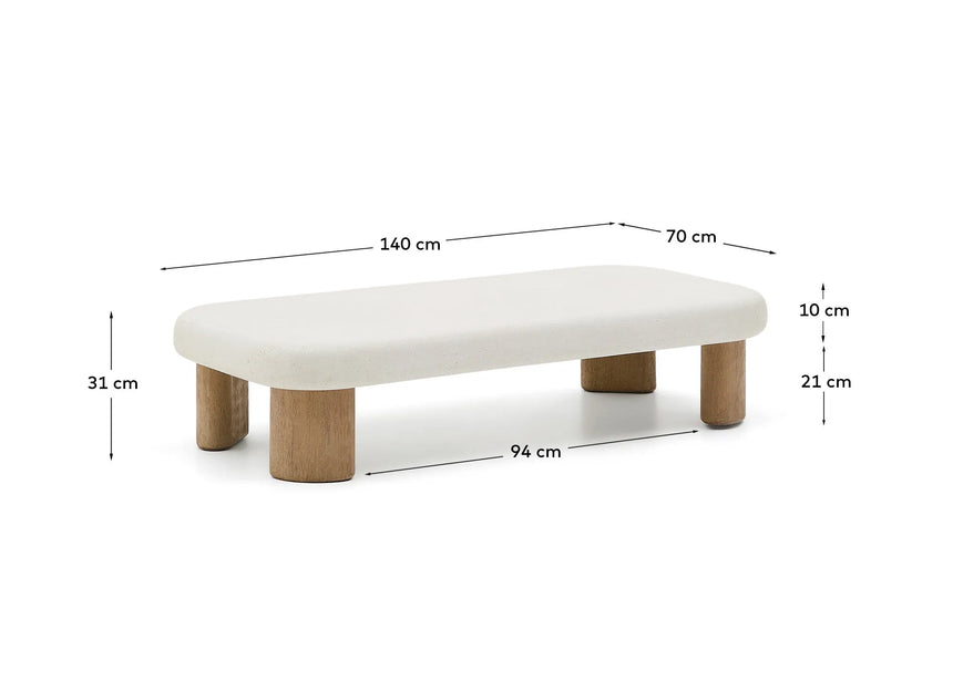 Couchtisch Labra aus Zement und Akazienholz 140 x 70 cm von Kave Home – Produktbild 4