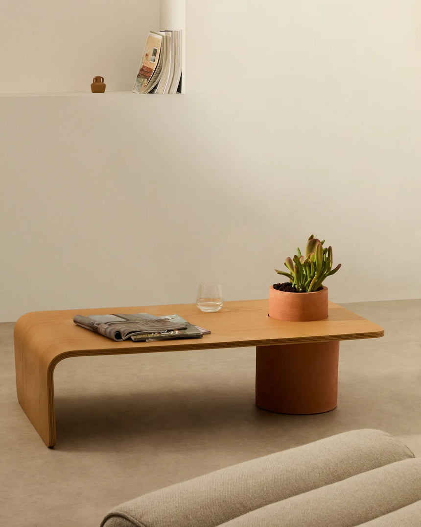 Couchtisch Olaria aus Terrakotta und Eichenfurnier mit naturfarbenem Finish 110 x 60 cm von Kave Home – Bild 2