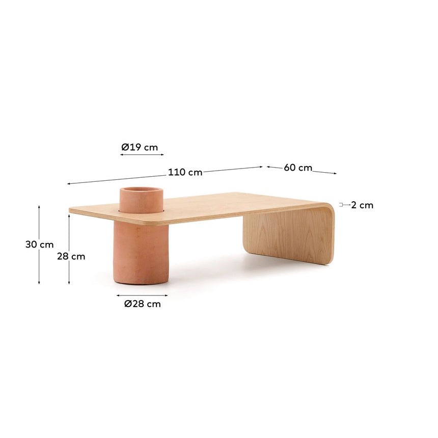 Couchtisch Olaria aus Terrakotta und Eichenfurnier mit naturfarbenem Finish 110 x 60 cm von Kave Home – Bild 4