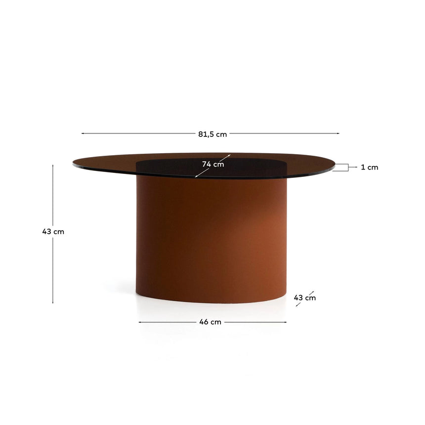 Couchtisch Olir aus gehärtetem Glas und braunem Stahl 82 x 74 cm von Kave Home – Bild 2
