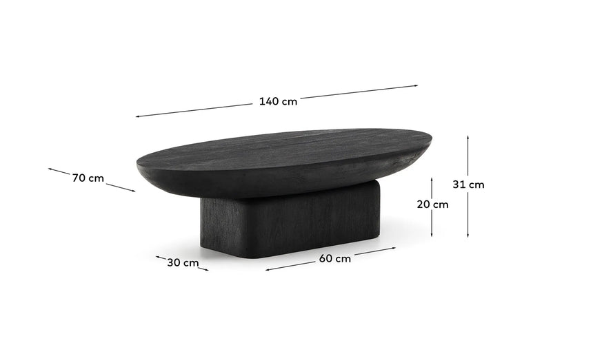 Couchtisch Ovak aus massivem Akazienholz mit schwarzem Finish, FSC 100%, 140 x 70 cm von Kave Home – Produktbild 4