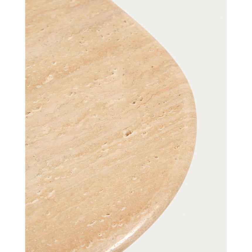 Couchtisch Pirita aus beigem Travertin mit Beinen aus massivem Eichenholz, 147 x 65 cm, FSC 100 % von Kave Home – Bild 6
