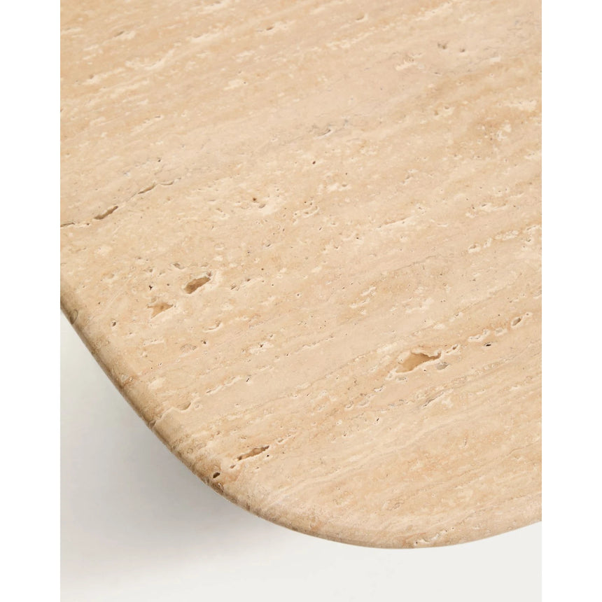 Couchtisch Pirita aus beigem Travertin mit Beinen aus massivem Eichenholz mit naturfarbenem Finish, 147 x 65 cm, FSC 100 % von Kave Home – Bild 12