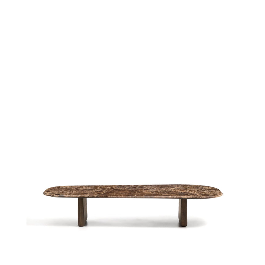 Couchtisch Pirita aus braunem Marmor mit Beinen aus massivem Eichenholz, 147 x 65 cm, FSC 100 % von Kave Home – Bild 1