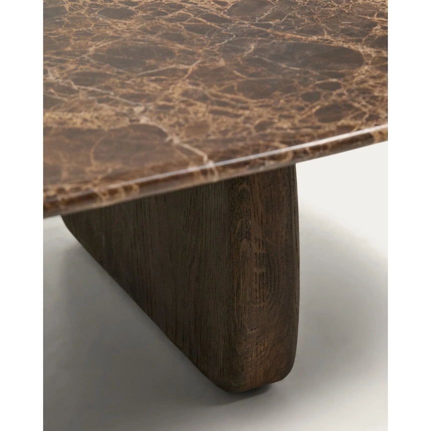 Couchtisch Pirita aus braunem Marmor mit Beinen aus massivem Eichenholz, 147 x 65 cm, FSC 100 % von Kave Home – Bild 8