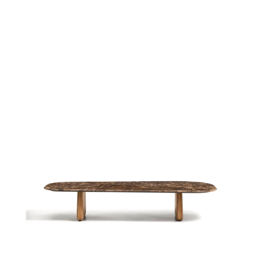 Couchtisch Pirita aus braunem Marmor mit Beinen aus massivem Eichenholz mit naturfarbenem Finish, 147 x 65 cm, FSC 100 % von Kave Home – Bild 1