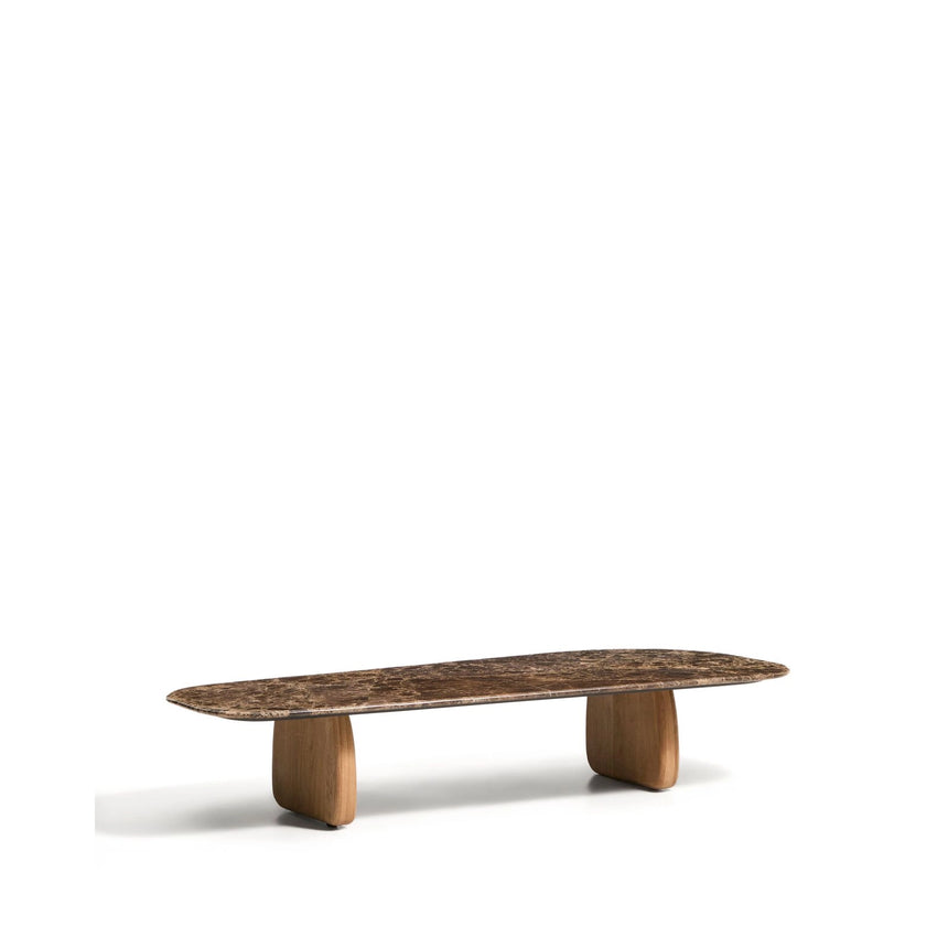 Couchtisch Pirita aus braunem Marmor mit Beinen aus massivem Eichenholz mit naturfarbenem Finish, 147 x 65 cm, FSC 100 % von Kave Home – Bild 6