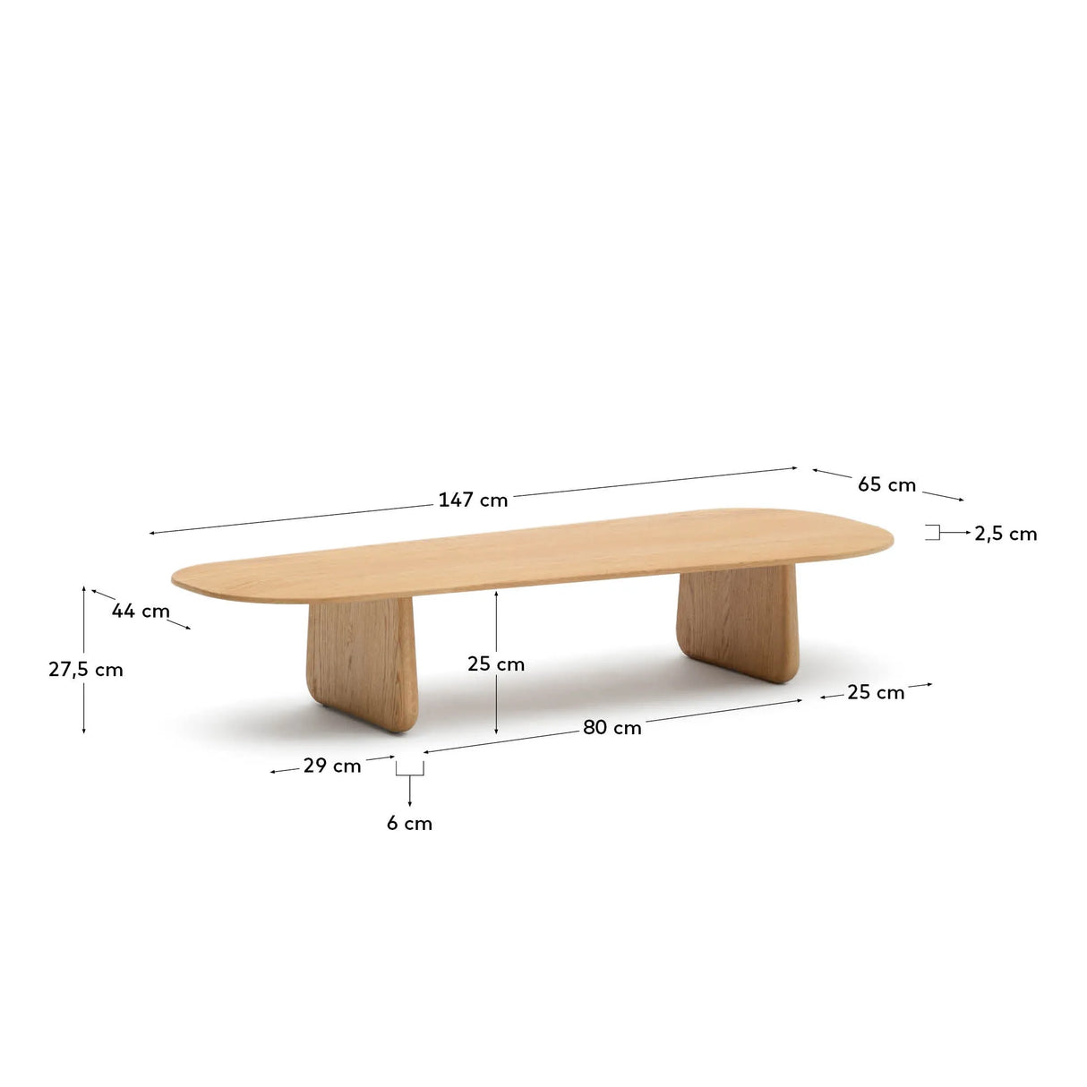 Couchtisch Pirita aus massiver Eiche mit natürlichem Finish 146 x 56,5 cm FSC 100% von Kave Home – Produktbild 4