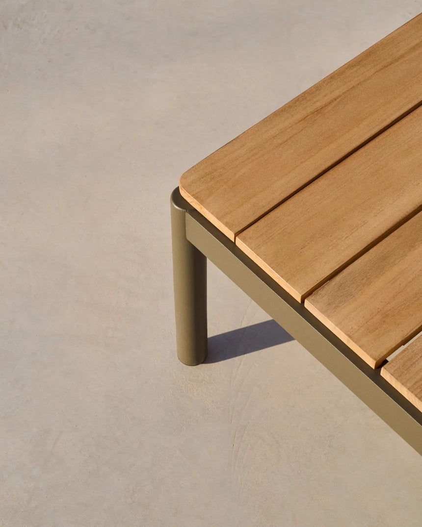 Couchtisch Sorells aus grünem Aluminium und Teakholz 63 x 144,6 cm FSC 100% von Kave Home – Bild 3