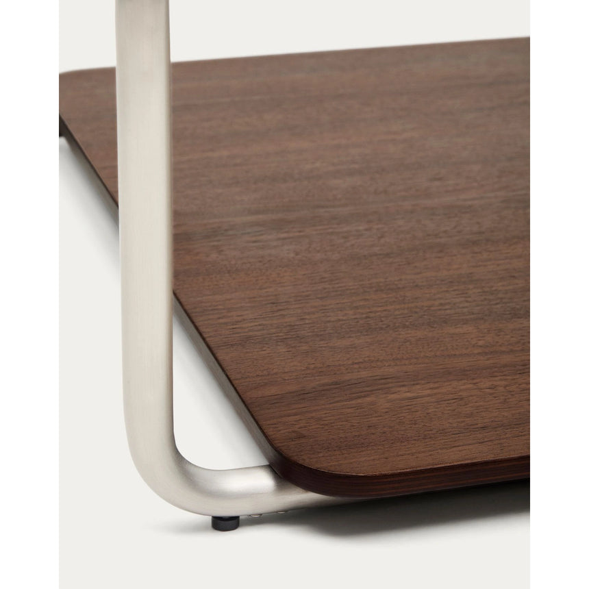 Couchtisch Tarsel aus gehärtetem Glas sowie Platte aus Nussbaumfurnier mit Gestell aus gebürstetem Edelstahl 140 x 60 cm von Kave Home – Bild 10