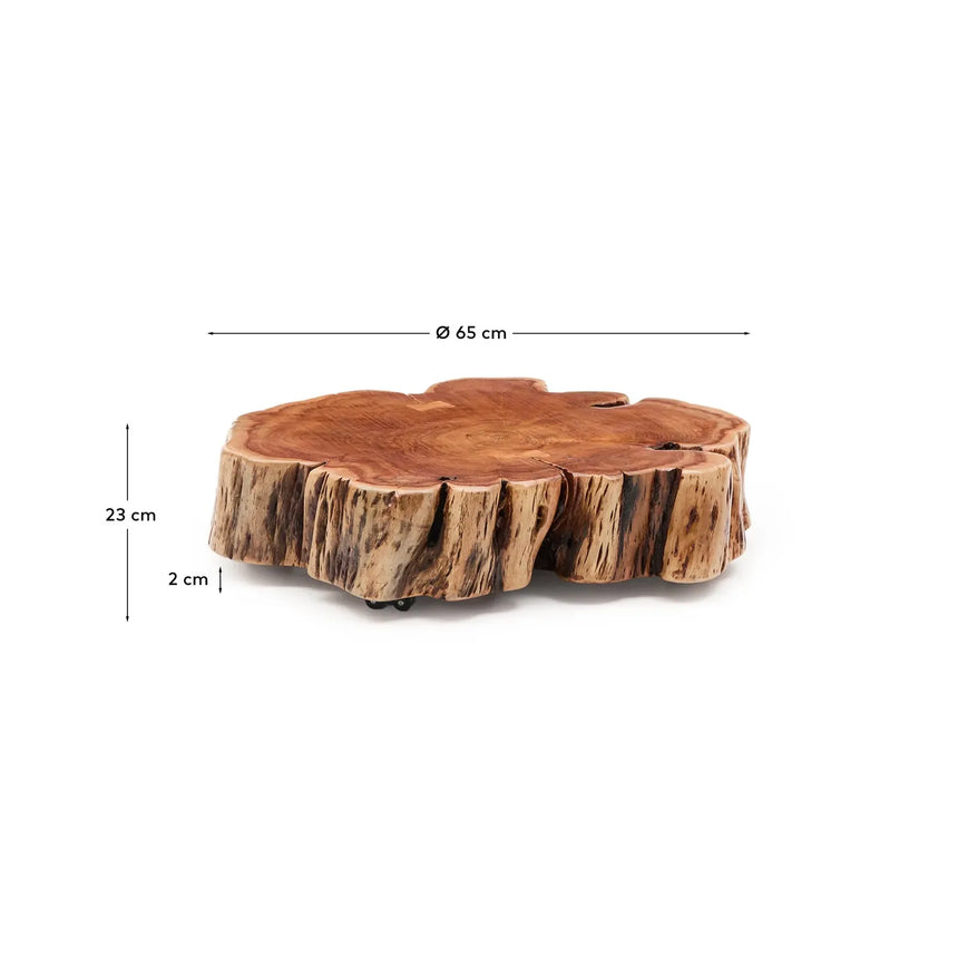 Couchtisch Tavine aus massivem Akazienholz mit gebleichtem Finish und Rollen Ø 65 cm - ZEN ZONE Furniture