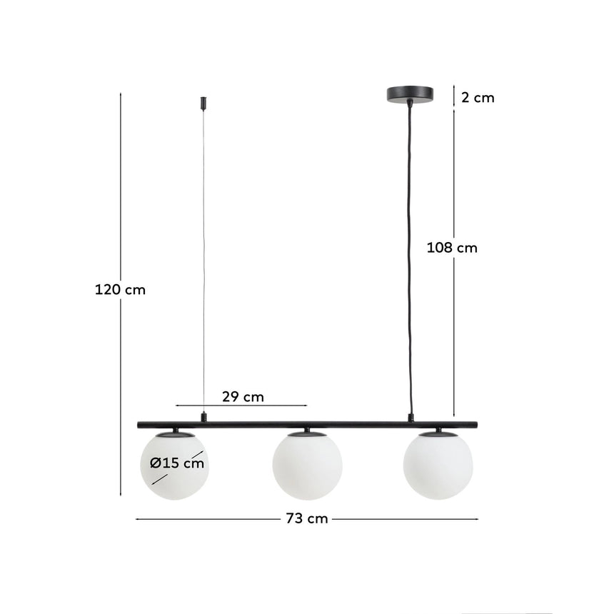 Deckenleuchte Brisia aus Metall mit schwarzem Finish und drei Glaskugeln Ø15 cm von Kave Home – Bild 3