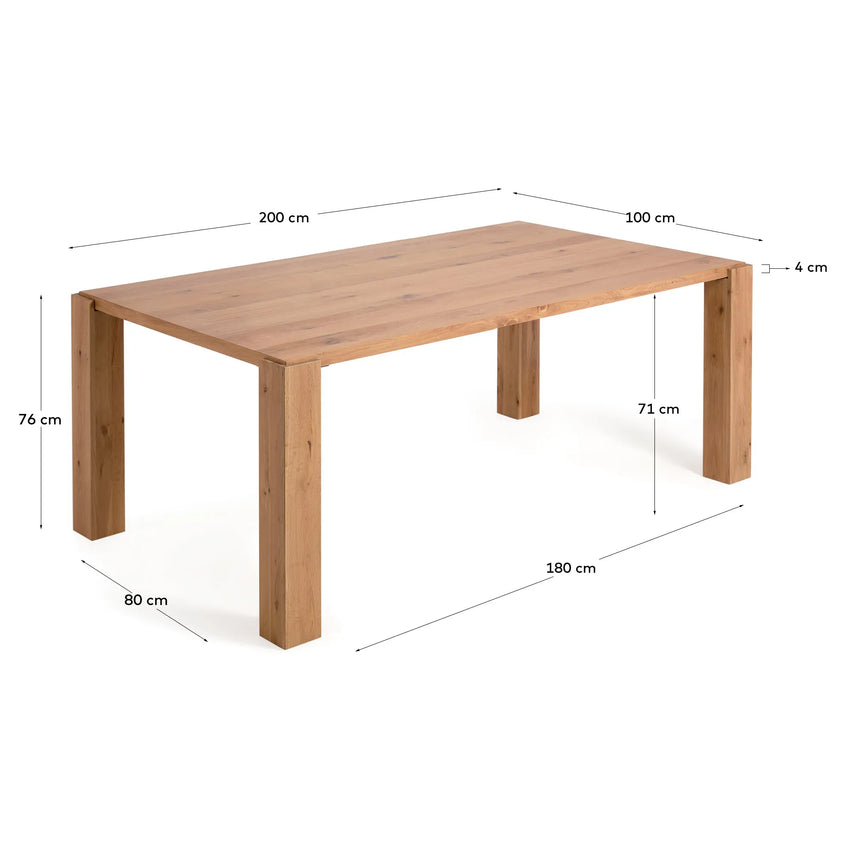 Deyanira Tisch mit Eichenfurnier und massiven Eichenbeinen 200 x 100 cm von Kave Home – Produktbild 3