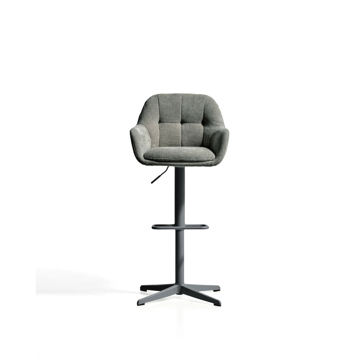 Drehhocker Dorina mit grüner Chenille und Stahlbeinen mit grünem Finish von Kave Home – Bild 6