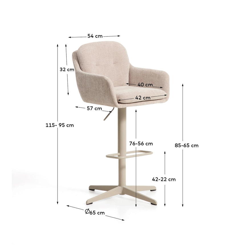 Drehhocker Lexa mit Chenille und Stahlbeinen, verschiedene Finishes von Kave Home – Bild 4