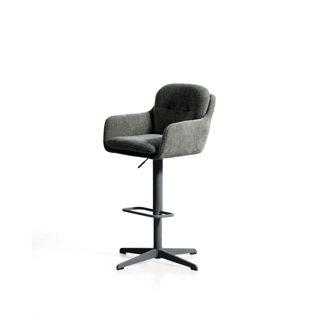 Drehhocker Lexa mit grüner Chenille und Stahlbeinen mit grünem Finish von Kave Home – Bild 10