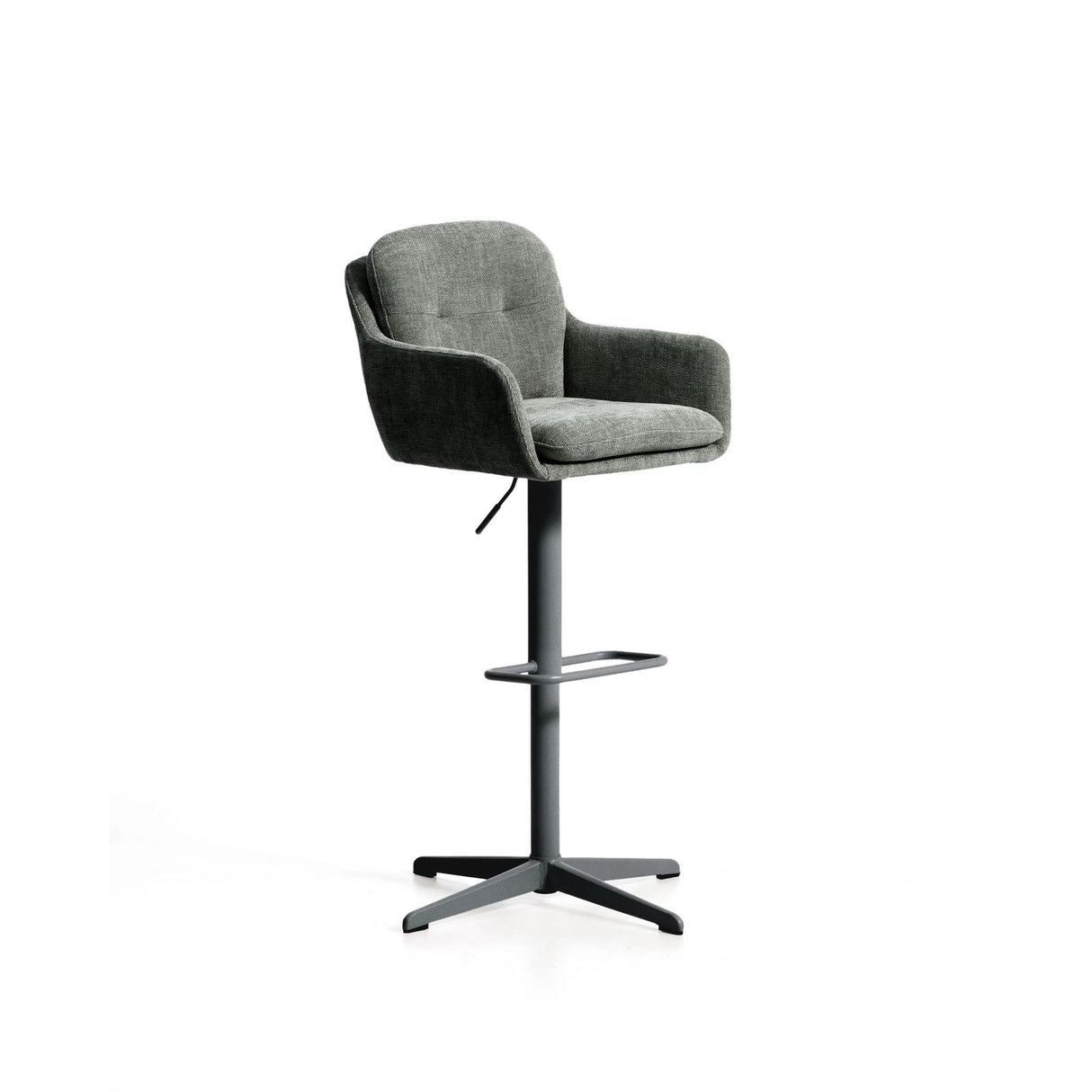 Drehhocker Lexa mit grüner Chenille und Stahlbeinen mit grünem Finish von Kave Home – Bild 11