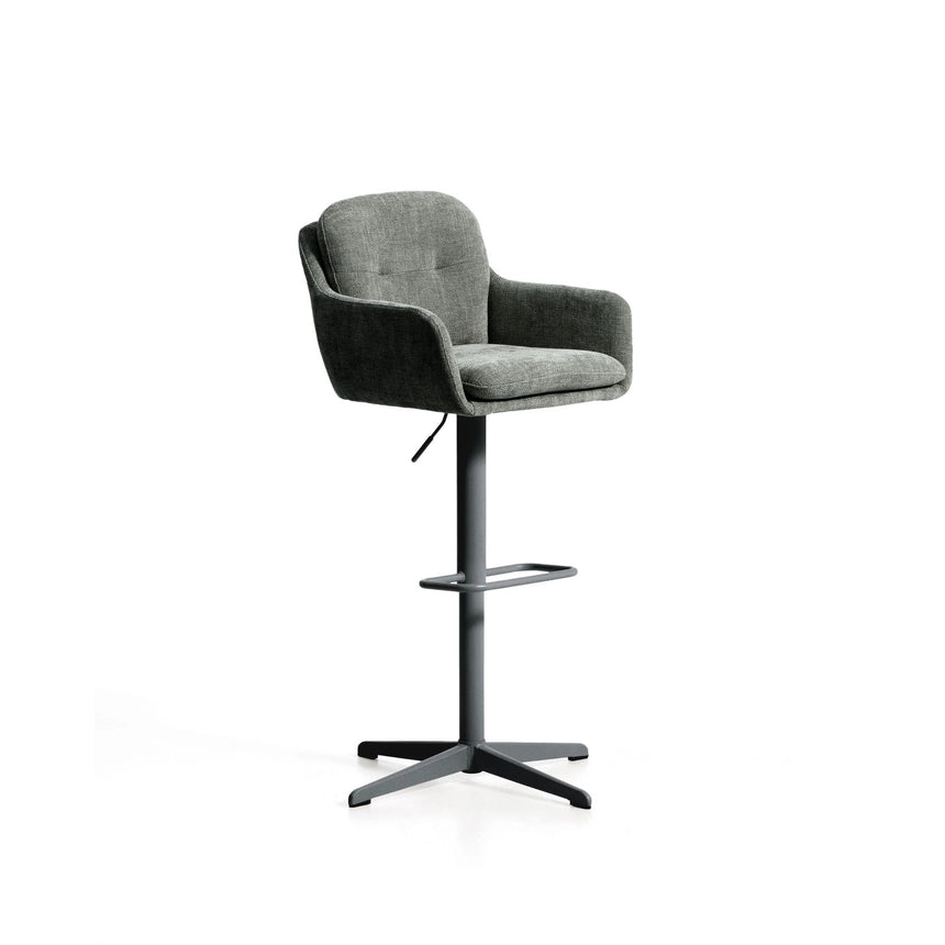 Drehhocker Lexa mit grüner Chenille und Stahlbeinen mit grünem Finish von Kave Home – Bild 11