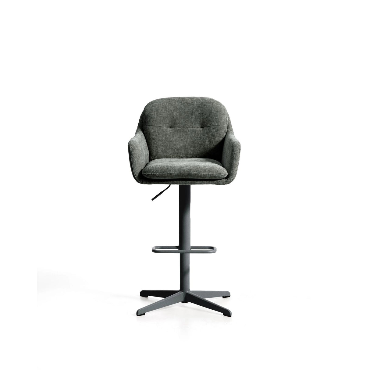 Drehhocker Lexa mit grüner Chenille und Stahlbeinen mit grünem Finish von Kave Home – Bild 6