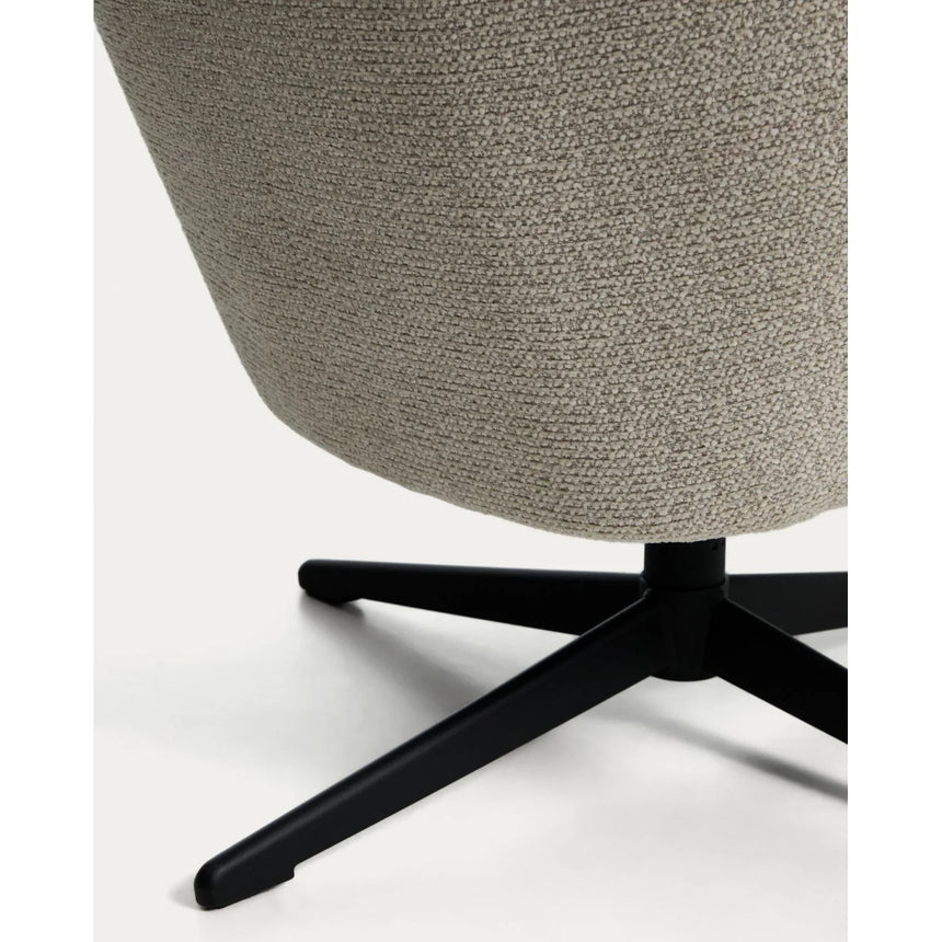Drehsessel Dirala mit beiger Chenille und schwarz lackiertem Stahl, FSC 100 % von Kave Home – Bild 12