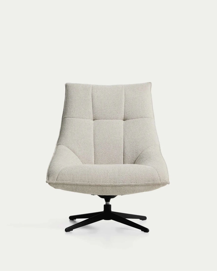 Drehsessel Dirala mit beiger Chenille und schwarz lackiertem Stahl, FSC 100 % von Kave Home – Bild 3