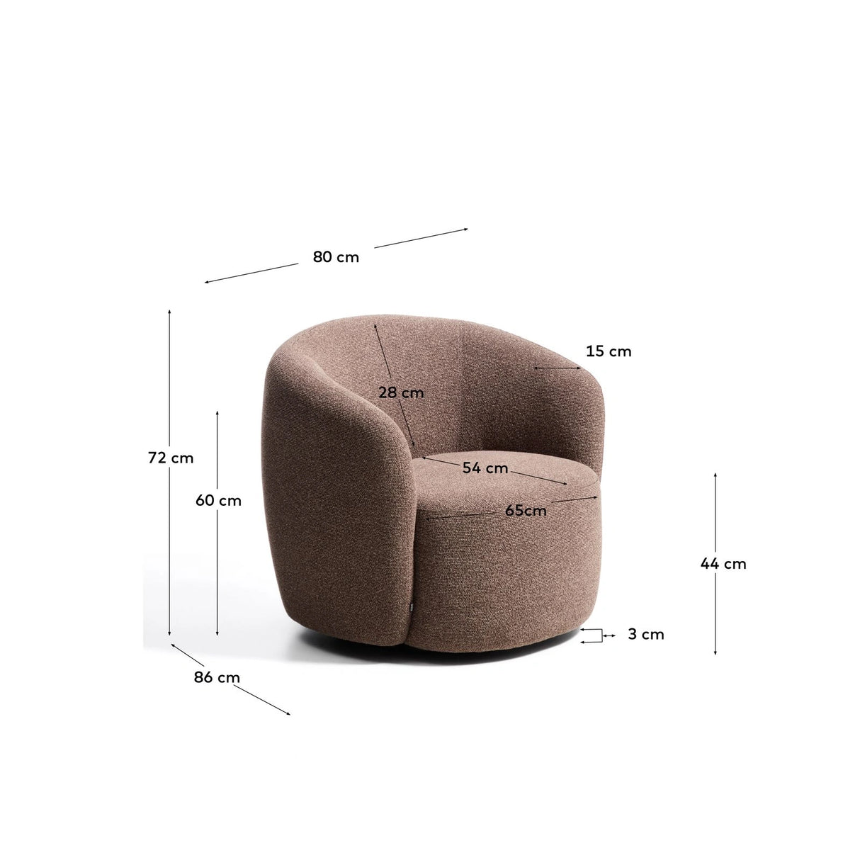Drehsessel Odenia mit Micro-Bouclé in verschiedenen Farben von Kave Home – Bild 3
