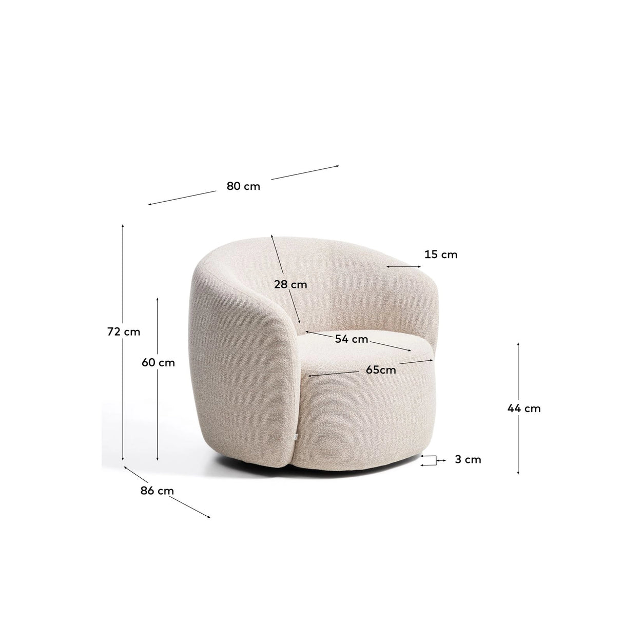 Drehsessel Odenia mit beigem Micro-Bouclé von Kave Home – Bild 3