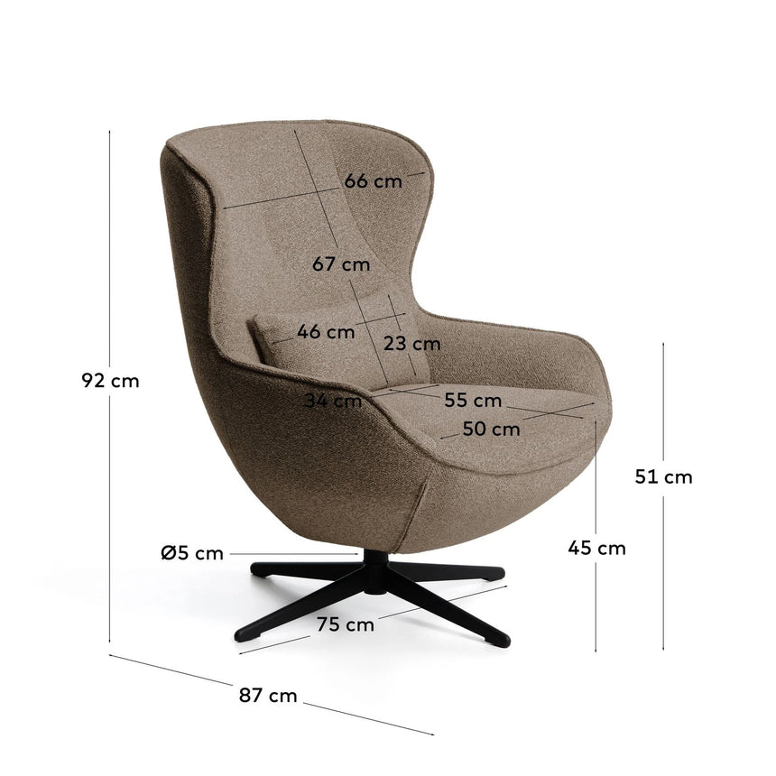 Drehsessel Sorile mit Chenille und schwarz lackiertem Stahl, FSC 100 % von Kave Home – Bild 2