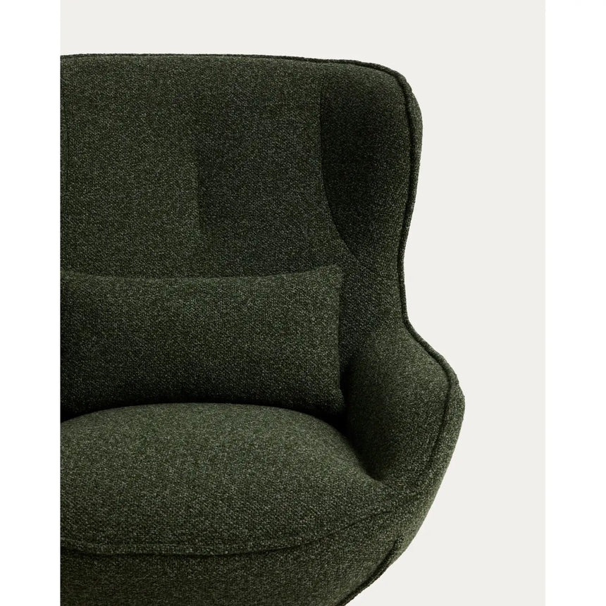 Drehsessel Sorile mit dunkelgrüner Chenille und schwarz lackiertem Stahl, FSC 100 % von Kave Home – Bild 7