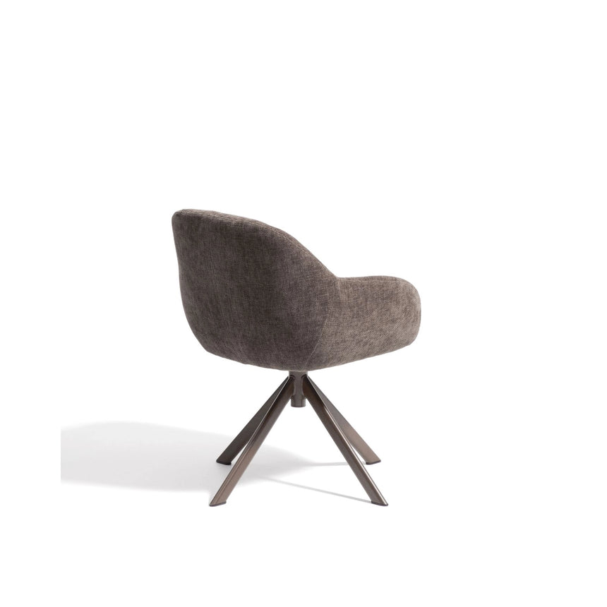 Drehstuhl Dorina aus brauner Chenille und Stahlbeinen mit braunem Finish von Kave Home – Bild 4