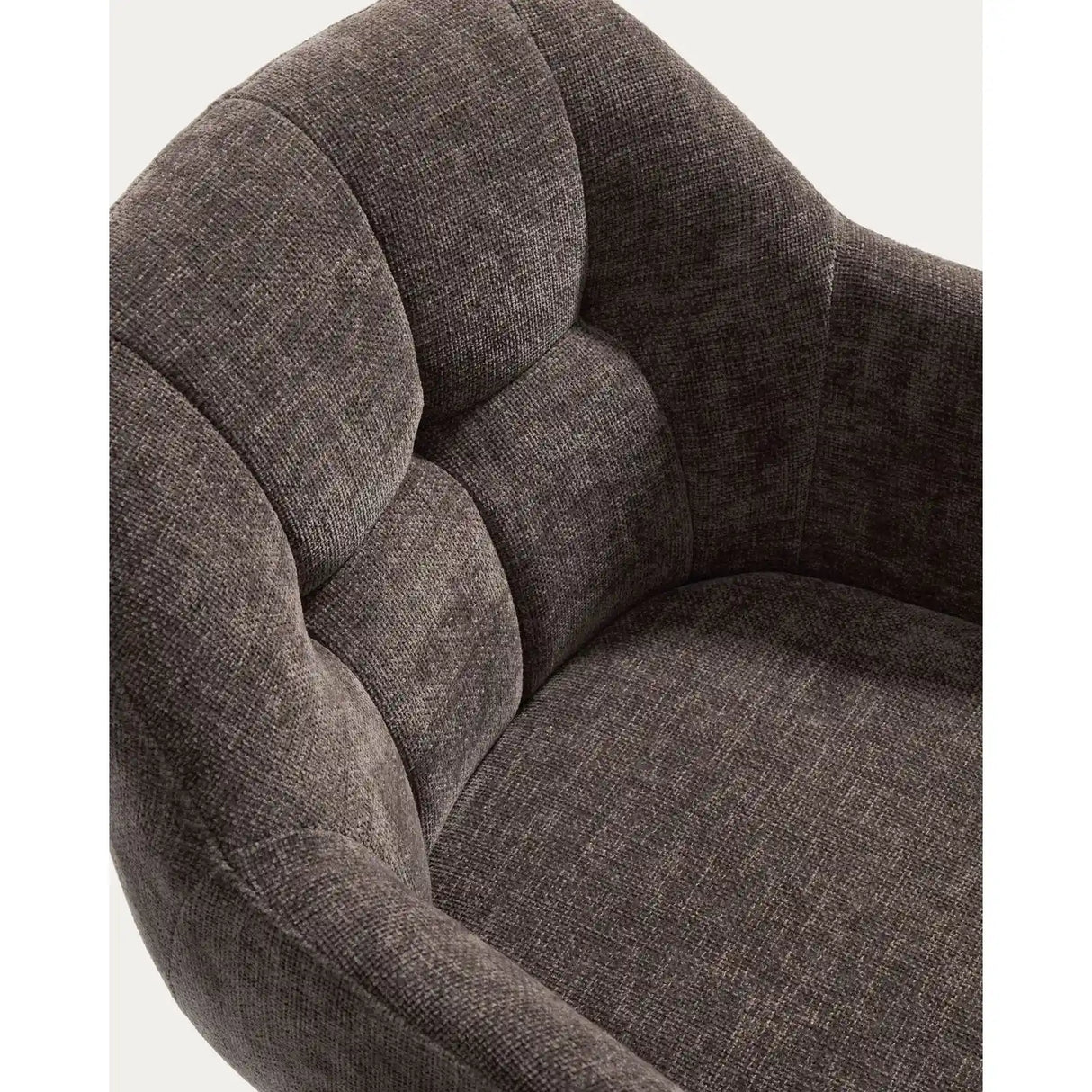 Drehstuhl Dorina aus brauner Chenille und Stahlbeinen mit braunem Finish von Kave Home – Bild 8