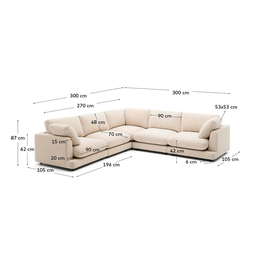 Ecksofa Gala 6-Sitzer aus Chenille in Beige FSC Mix Credit 300 x 300 cm von Kave Home – Produktbild 2