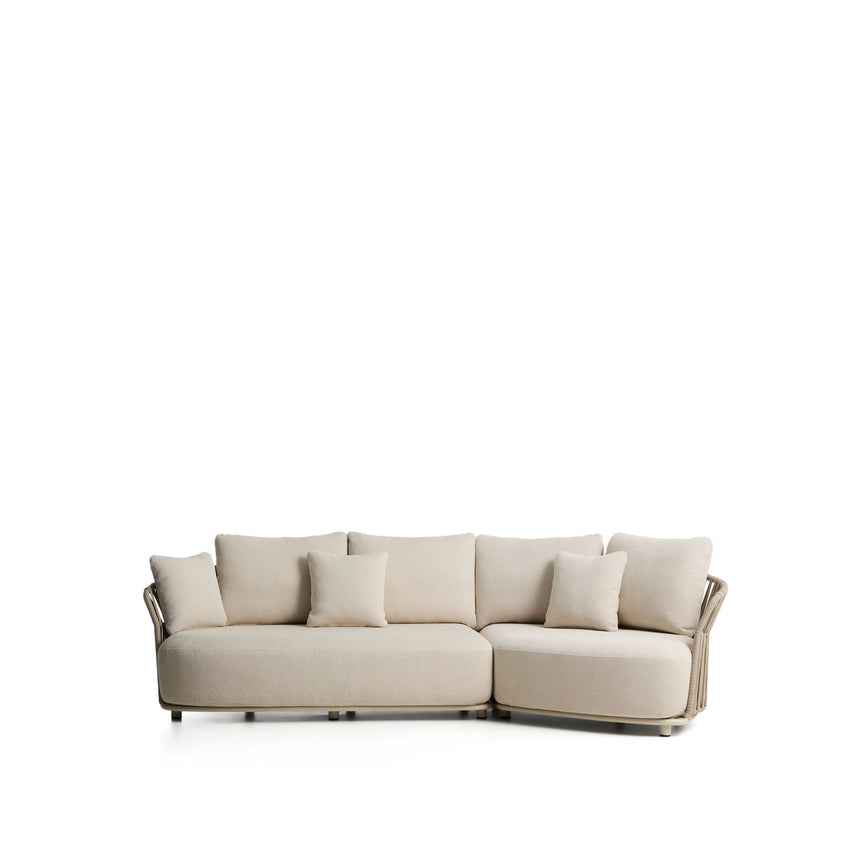Ecrufarbenes 2-Sitzer-Sofa Osani und geschwungenes Modul aus ecrufarbenem Aluminium und taupefarbenem Seil, 274 cm von Kave Home – Bild 1
