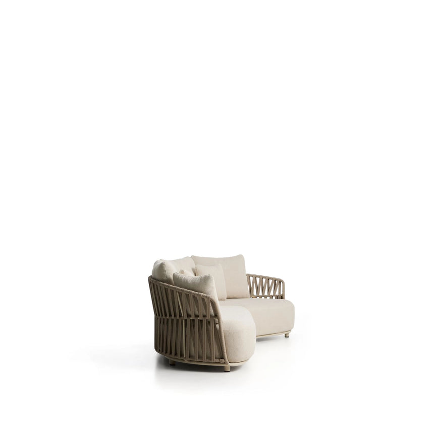 Ecrufarbenes 2-Sitzer-Sofa Osani und geschwungenes Modul aus ecrufarbenem Aluminium und taupefarbenem Seil, 274 cm von Kave Home – Bild 5